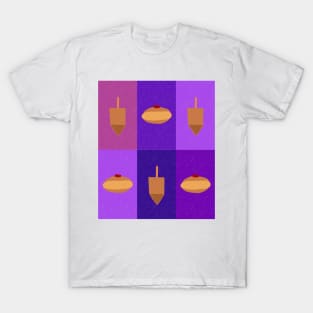 D&amp;D - Doughnuts and Dreidels Purple Grid T-Shirt